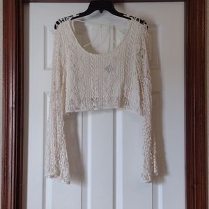 Nasty Gal Crochet Bell Sleeve Top S